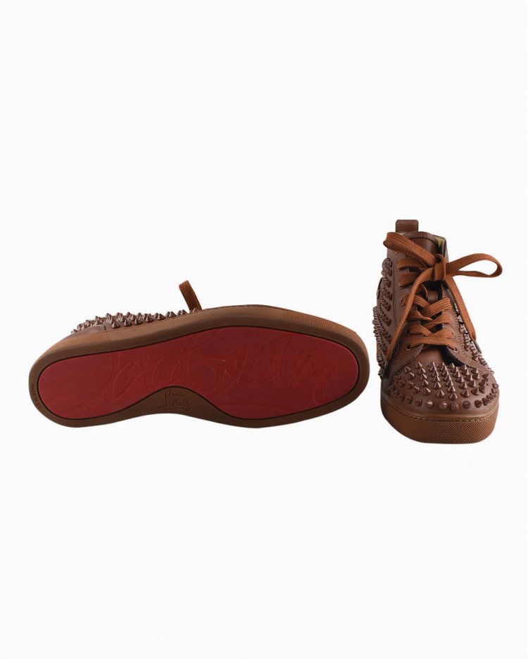 Tênis Christian Louboutin original Louis Spikes Caramelo masculino
